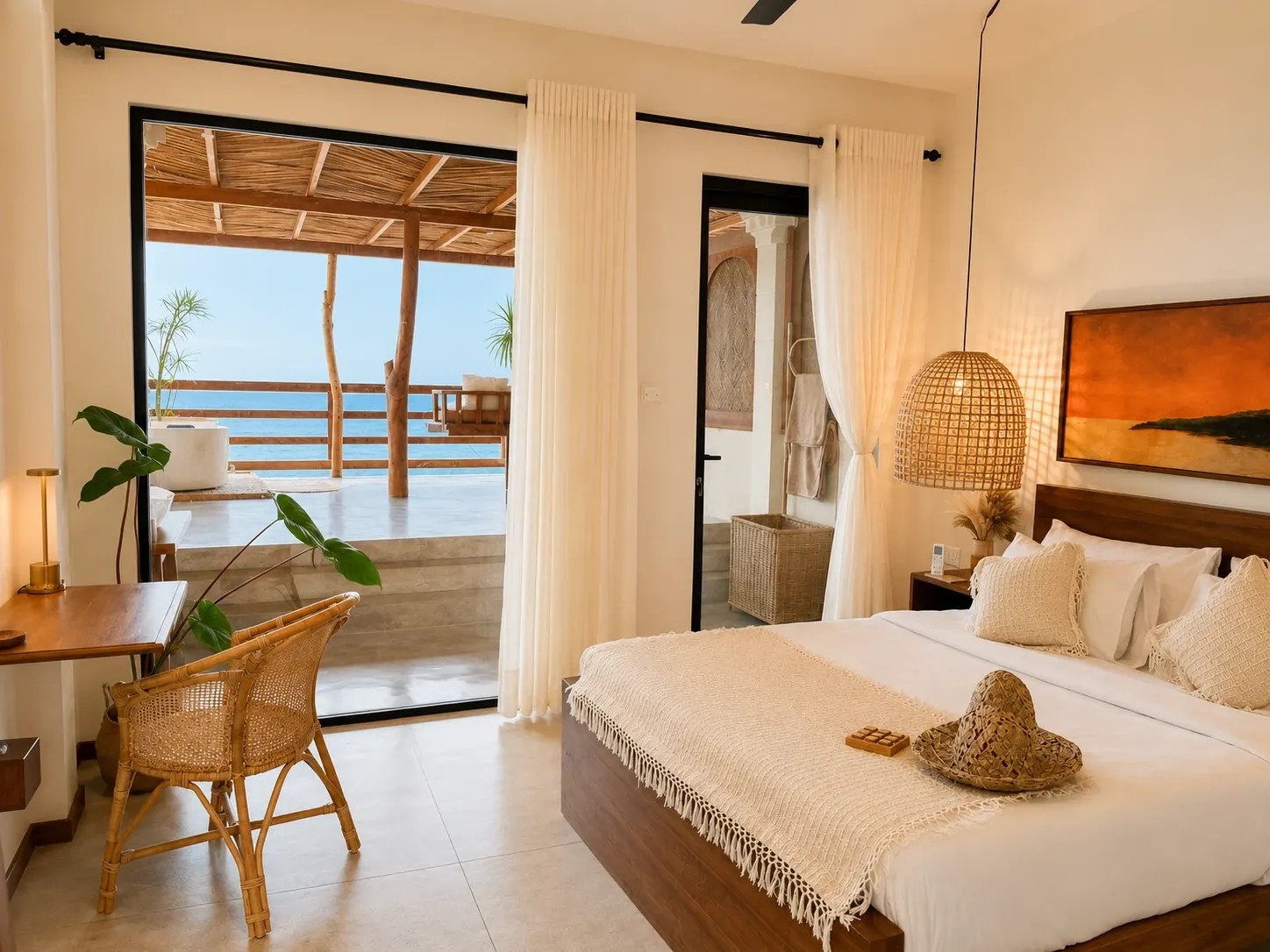 Boho arch sea-view suite at Ocean Bliss Weligama