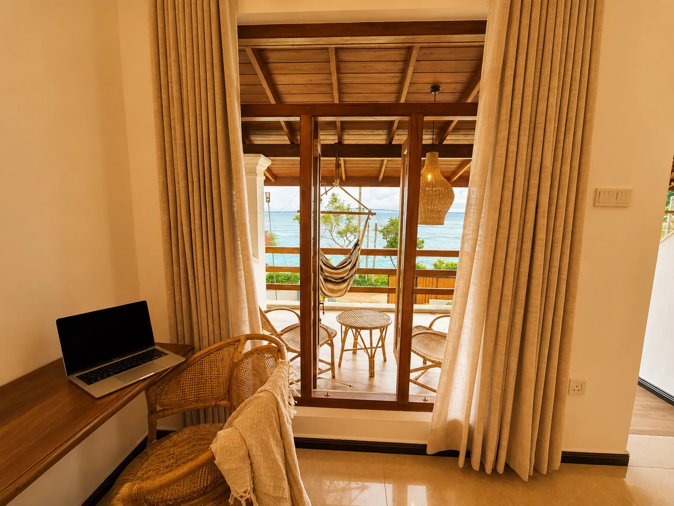 Private desk and balcony workspace